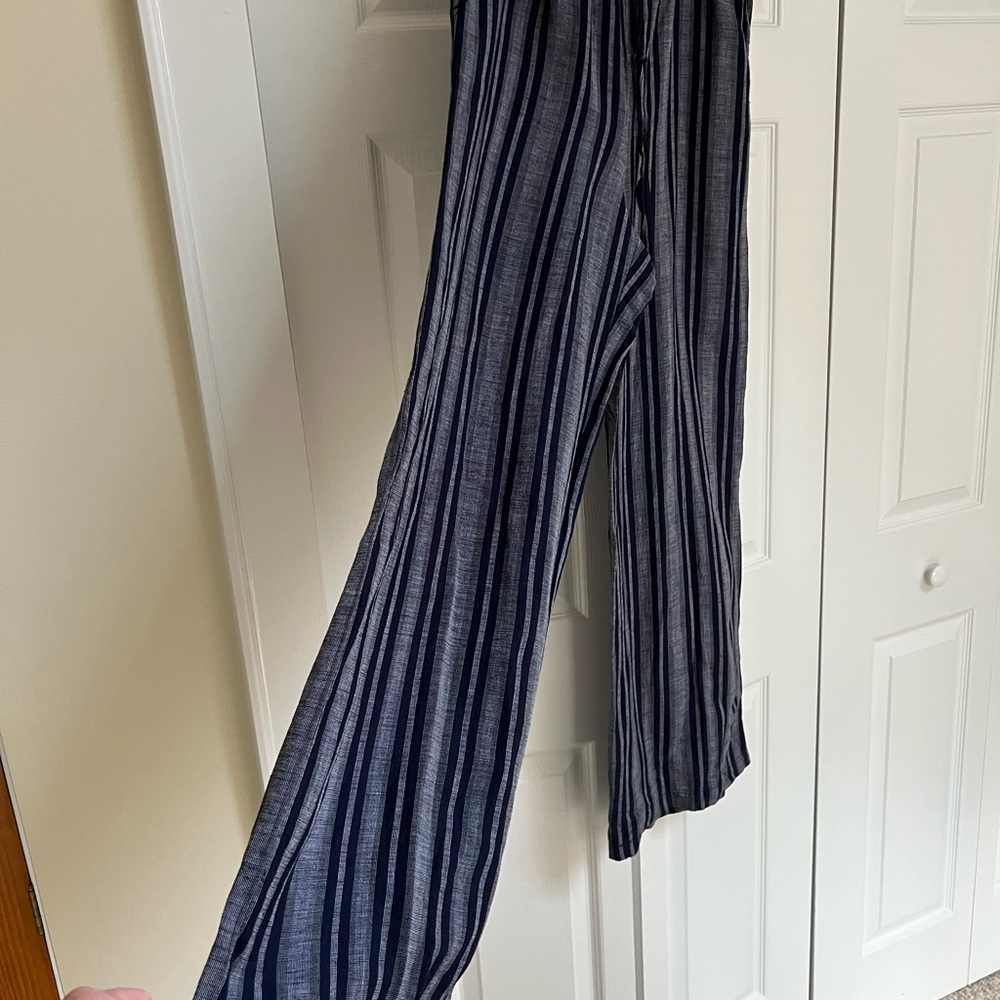 NWT Merona Navy and Gray Vertical Stripe Pants SM Beach Nautical